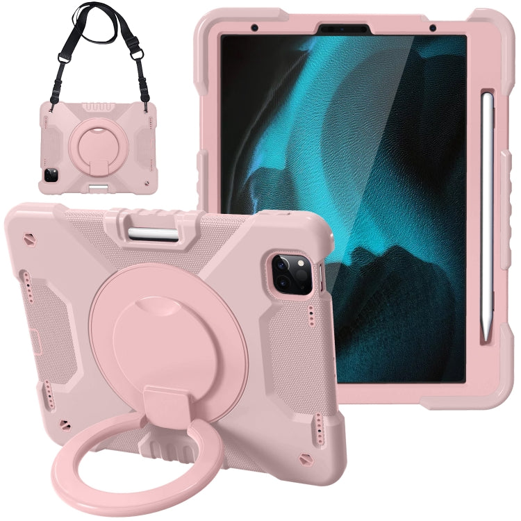 For iPad Pro 11 (2018/2020) PC + Silicone Shockproof Combination Tablet Case with 360 Degree Rotating Holder & Handle & Shoulder Strap