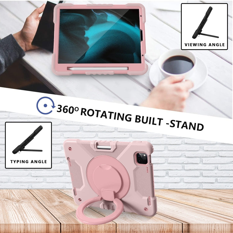 For iPad Pro 11 (2018/2020) PC + Silicone Shockproof Combination Tablet Case with 360 Degree Rotating Holder & Handle & Shoulder Strap