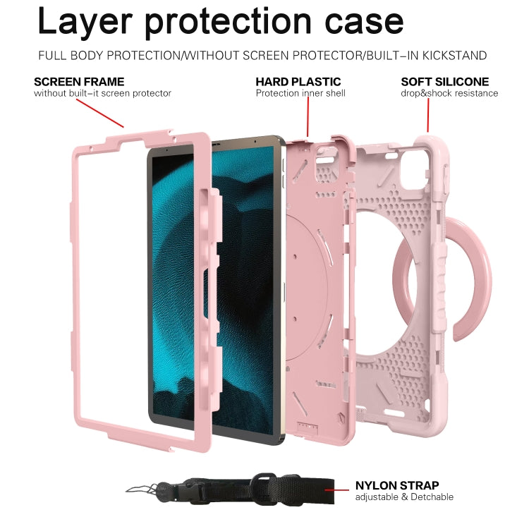 For iPad Pro 11 (2018/2020) PC + Silicone Shockproof Combination Tablet Case with 360 Degree Rotating Holder & Handle & Shoulder Strap