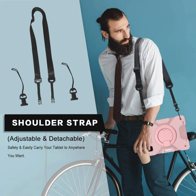 For iPad Pro 11 (2018/2020) PC + Silicone Shockproof Combination Tablet Case with 360 Degree Rotating Holder & Handle & Shoulder Strap