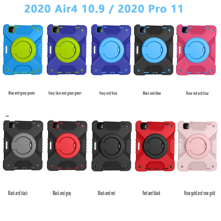 For iPad Pro 11 (2018/2020) PC + Silicone Shockproof Combination Tablet Case with 360 Degree Rotating Holder & Handle & Shoulder Strap