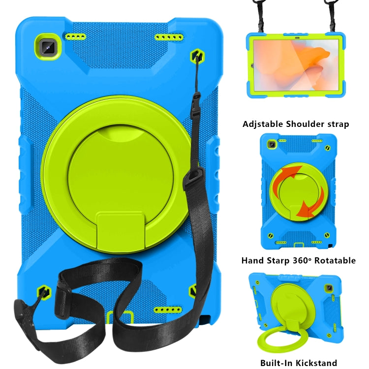 For Samsung Tab A7 10.4 (2020) T500/T505 PC + Silicone Shockproof Combination Case with 360 Degree Rotating Holder & Handle & Shoulder Strap