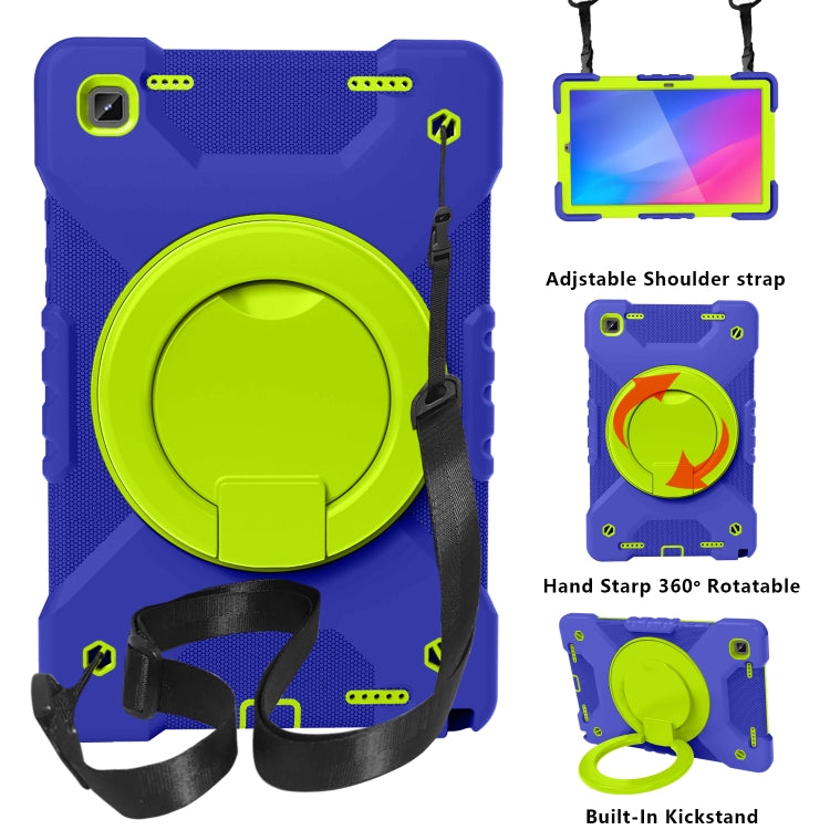 For Samsung Tab A7 10.4 (2020) T500/T505 PC + Silicone Shockproof Combination Case with 360 Degree Rotating Holder & Handle & Shoulder Strap