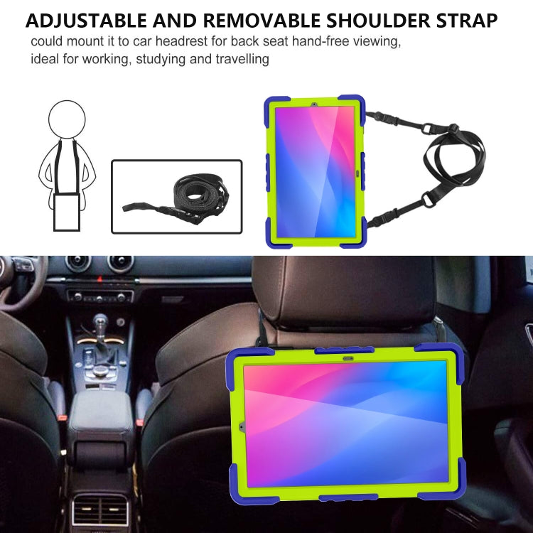 For Samsung Tab A7 10.4 (2020) T500/T505 PC + Silicone Shockproof Combination Case with 360 Degree Rotating Holder & Handle & Shoulder Strap