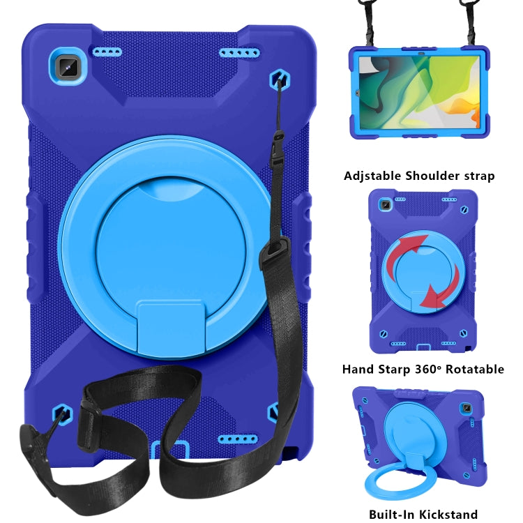 For Samsung Tab A7 10.4 (2020) T500/T505 PC + Silicone Shockproof Combination Case with 360 Degree Rotating Holder & Handle & Shoulder Strap