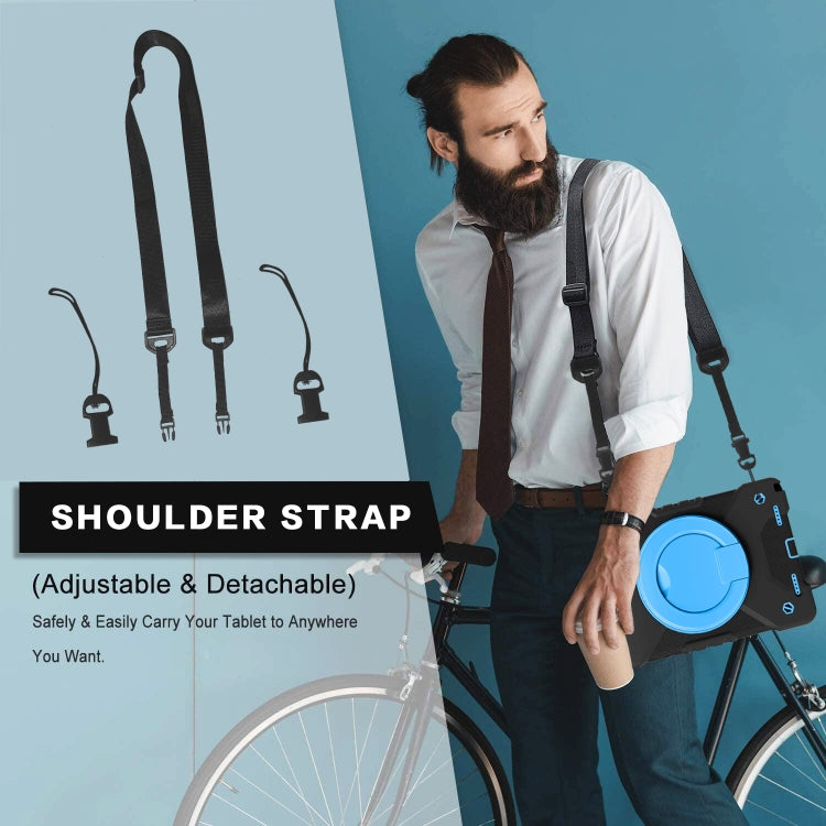 For Samsung Tab A7 10.4 (2020) T500/T505 PC + Silicone Shockproof Combination Case with 360 Degree Rotating Holder & Handle & Shoulder Strap