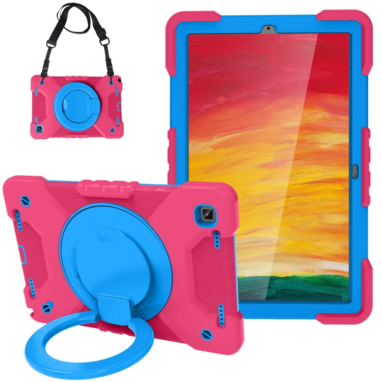 For Samsung Tab A7 10.4 (2020) T500/T505 PC + Silicone Shockproof Combination Case with 360 Degree Rotating Holder & Handle & Shoulder Strap