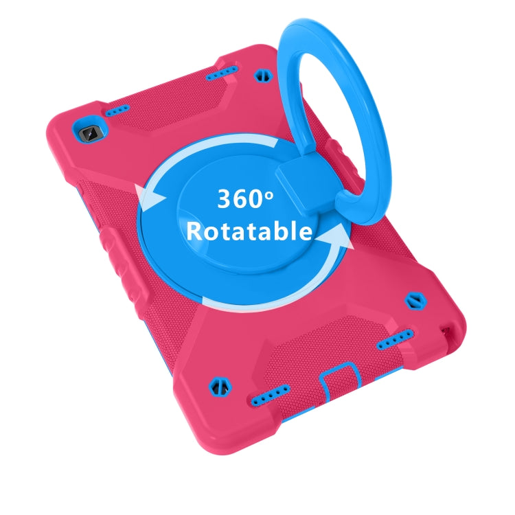 For Samsung Tab A7 10.4 (2020) T500/T505 PC + Silicone Shockproof Combination Case with 360 Degree Rotating Holder & Handle & Shoulder Strap