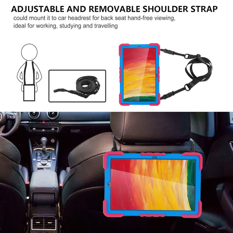 For Samsung Tab A7 10.4 (2020) T500/T505 PC + Silicone Shockproof Combination Case with 360 Degree Rotating Holder & Handle & Shoulder Strap