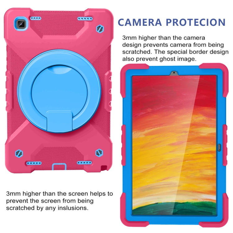 For Samsung Tab A7 10.4 (2020) T500/T505 PC + Silicone Shockproof Combination Case with 360 Degree Rotating Holder & Handle & Shoulder Strap