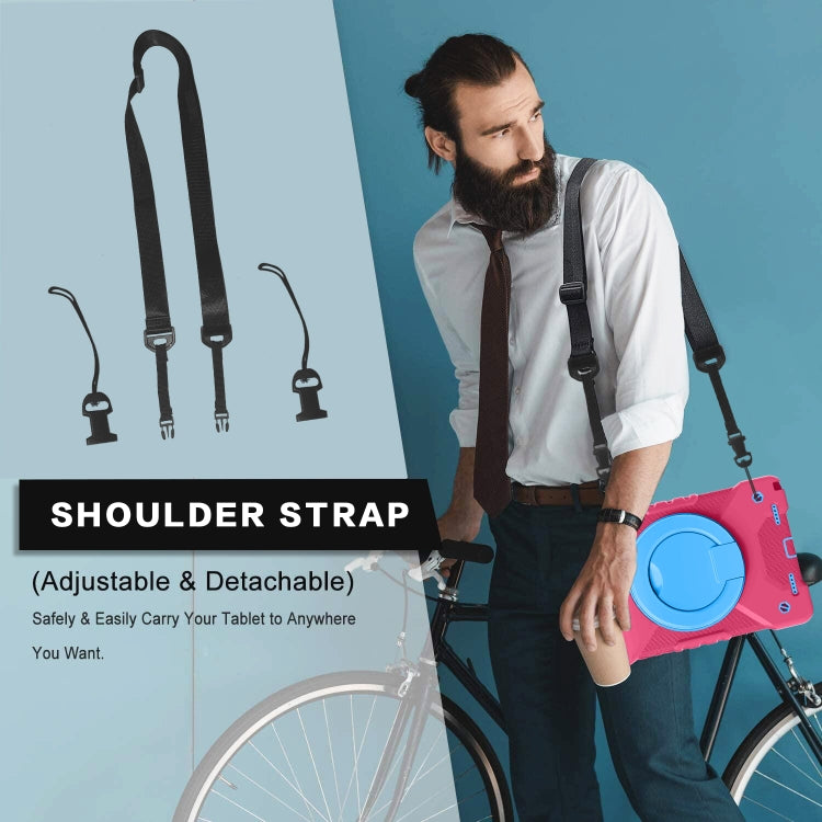 For Samsung Tab A7 10.4 (2020) T500/T505 PC + Silicone Shockproof Combination Case with 360 Degree Rotating Holder & Handle & Shoulder Strap