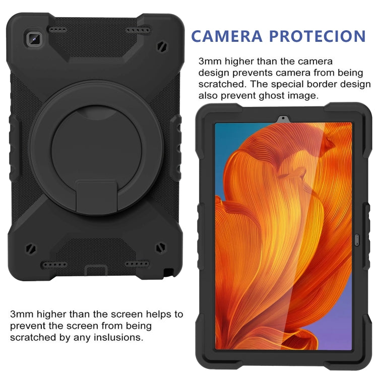 For Samsung Tab A7 10.4 (2020) T500/T505 PC + Silicone Shockproof Combination Case with 360 Degree Rotating Holder & Handle & Shoulder Strap