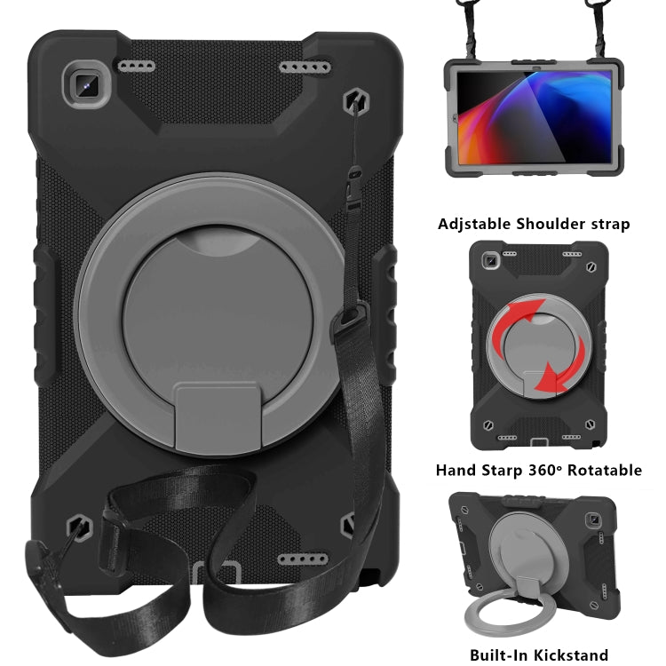 For Samsung Tab A7 10.4 (2020) T500/T505 PC + Silicone Shockproof Combination Case with 360 Degree Rotating Holder & Handle & Shoulder Strap