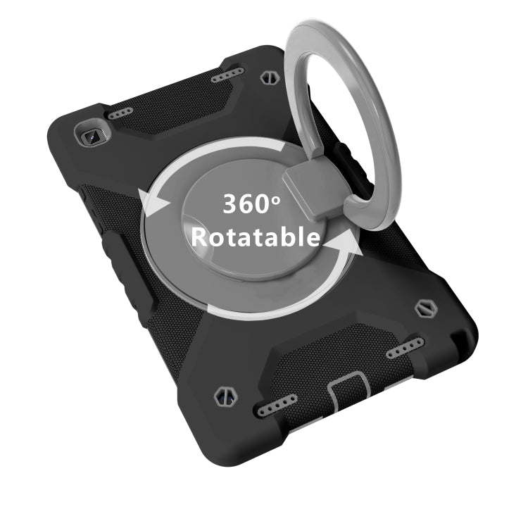 For Samsung Tab A7 10.4 (2020) T500/T505 PC + Silicone Shockproof Combination Case with 360 Degree Rotating Holder & Handle & Shoulder Strap