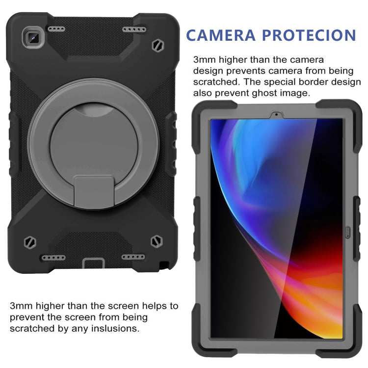 For Samsung Tab A7 10.4 (2020) T500/T505 PC + Silicone Shockproof Combination Case with 360 Degree Rotating Holder & Handle & Shoulder Strap