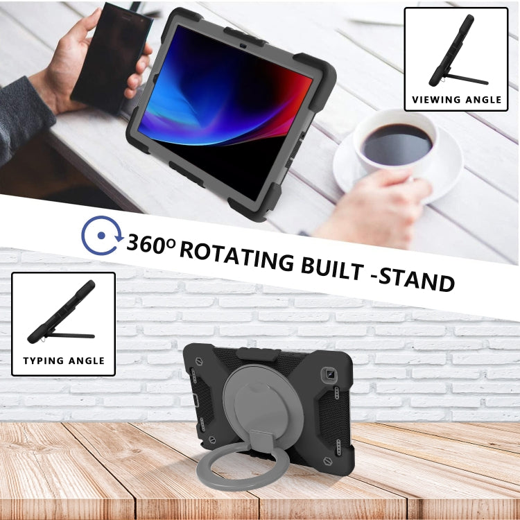 For Samsung Tab A7 10.4 (2020) T500/T505 PC + Silicone Shockproof Combination Case with 360 Degree Rotating Holder & Handle & Shoulder Strap