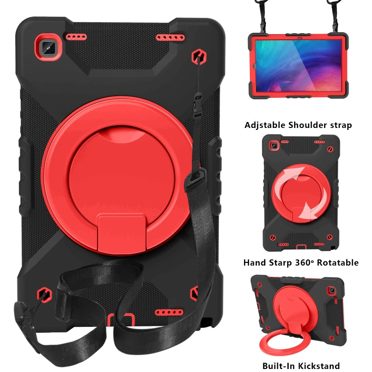 For Samsung Tab A7 10.4 (2020) T500/T505 PC + Silicone Shockproof Combination Case with 360 Degree Rotating Holder & Handle & Shoulder Strap