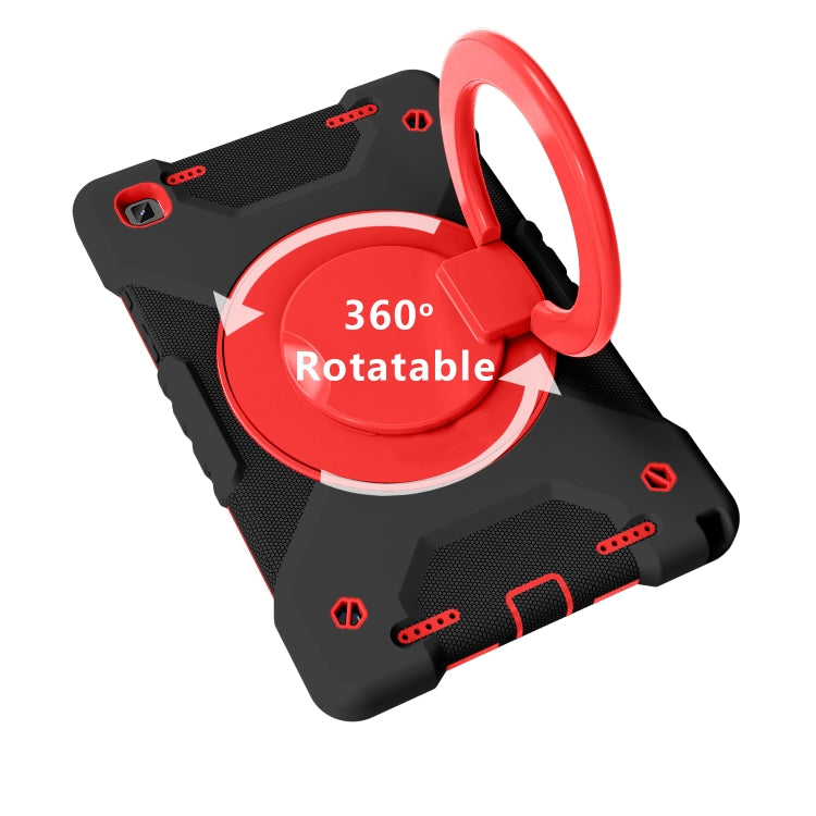 For Samsung Tab A7 10.4 (2020) T500/T505 PC + Silicone Shockproof Combination Case with 360 Degree Rotating Holder & Handle & Shoulder Strap