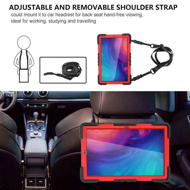 For Samsung Tab A7 10.4 (2020) T500/T505 PC + Silicone Shockproof Combination Case with 360 Degree Rotating Holder & Handle & Shoulder Strap