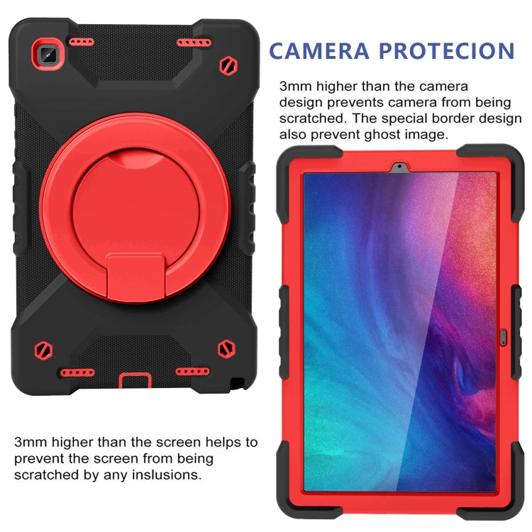 For Samsung Tab A7 10.4 (2020) T500/T505 PC + Silicone Shockproof Combination Case with 360 Degree Rotating Holder & Handle & Shoulder Strap