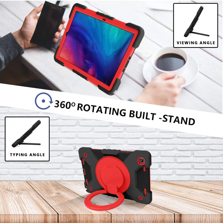 For Samsung Tab A7 10.4 (2020) T500/T505 PC + Silicone Shockproof Combination Case with 360 Degree Rotating Holder & Handle & Shoulder Strap