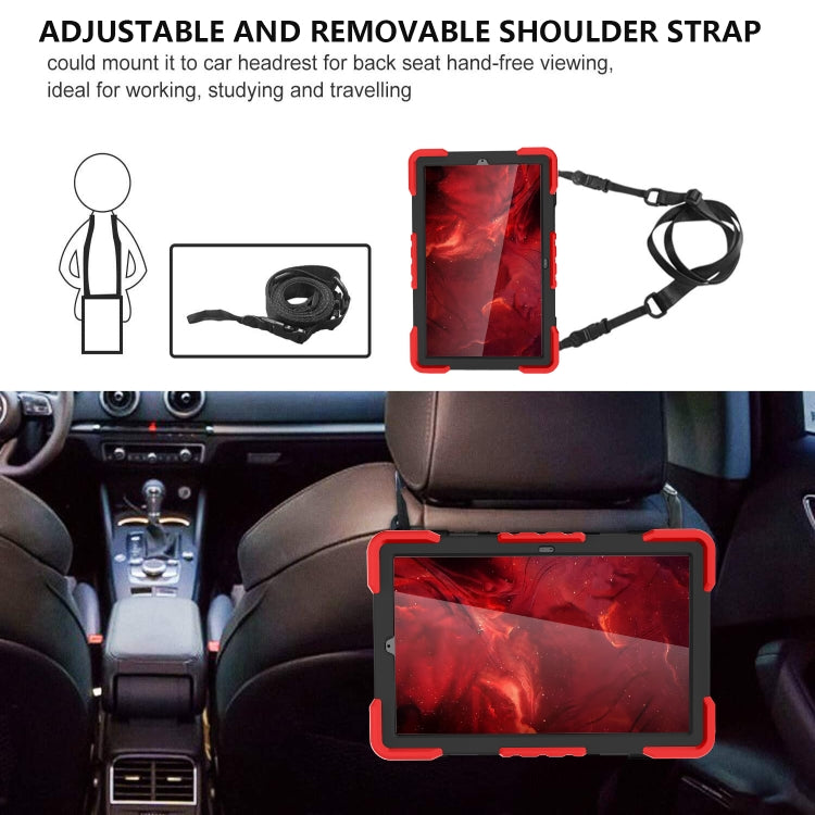 For Samsung Tab A7 10.4 (2020) T500/T505 PC + Silicone Shockproof Combination Case with 360 Degree Rotating Holder & Handle & Shoulder Strap