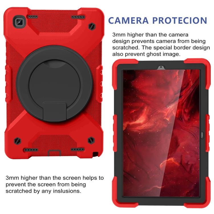 For Samsung Tab A7 10.4 (2020) T500/T505 PC + Silicone Shockproof Combination Case with 360 Degree Rotating Holder & Handle & Shoulder Strap