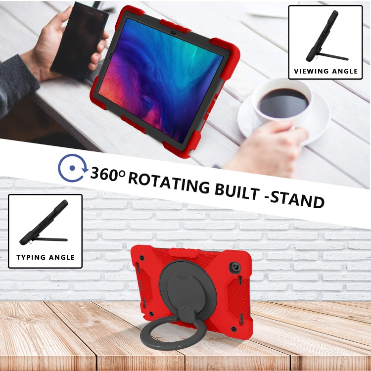 For Samsung Tab A7 10.4 (2020) T500/T505 PC + Silicone Shockproof Combination Case with 360 Degree Rotating Holder & Handle & Shoulder Strap