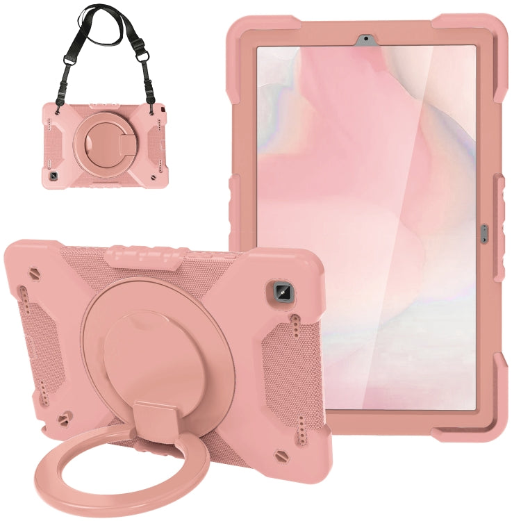 For Samsung Tab A7 10.4 (2020) T500/T505 PC + Silicone Shockproof Combination Case with 360 Degree Rotating Holder & Handle & Shoulder Strap