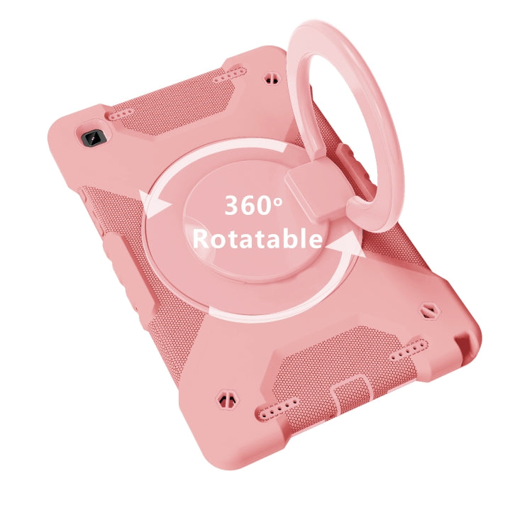 For Samsung Tab A7 10.4 (2020) T500/T505 PC + Silicone Shockproof Combination Case with 360 Degree Rotating Holder & Handle & Shoulder Strap