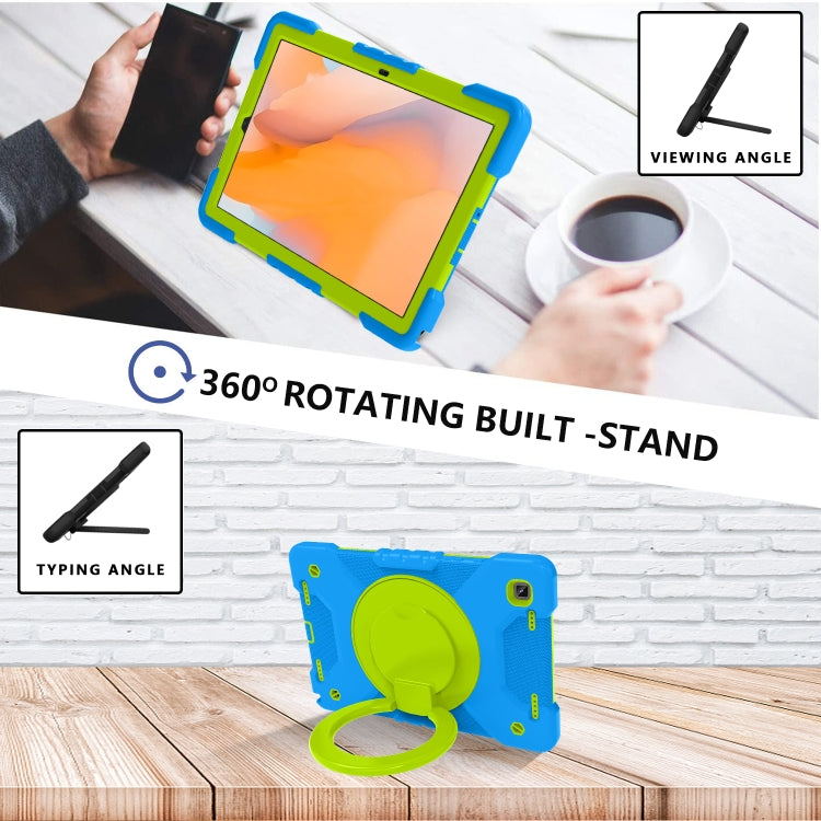 For Samsung Tab A7 10.4 (2020) T500/T505 PC + Silicone Shockproof Combination Case with 360 Degree Rotating Holder & Handle & Shoulder Strap