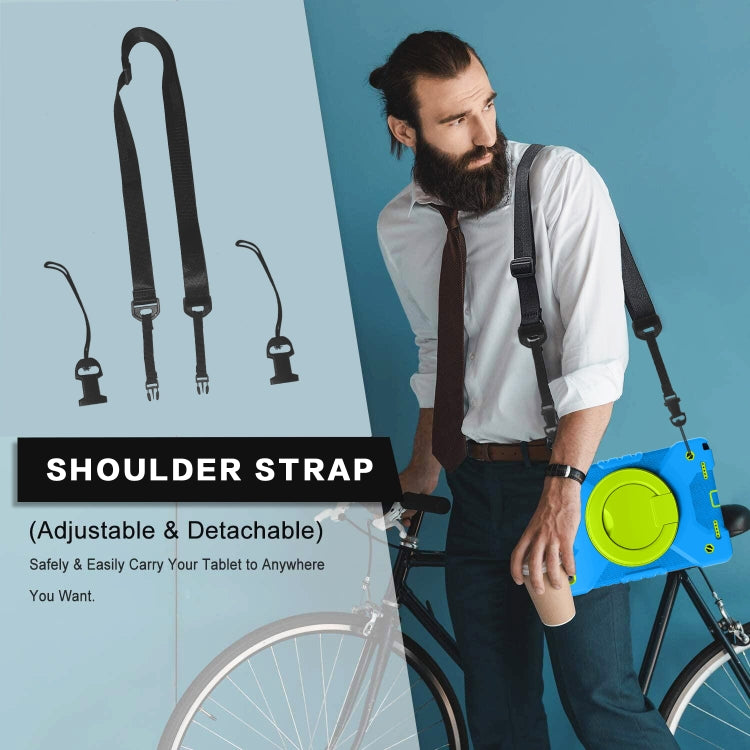 For Samsung Tab A7 10.4 (2020) T500/T505 PC + Silicone Shockproof Combination Case with 360 Degree Rotating Holder & Handle & Shoulder Strap