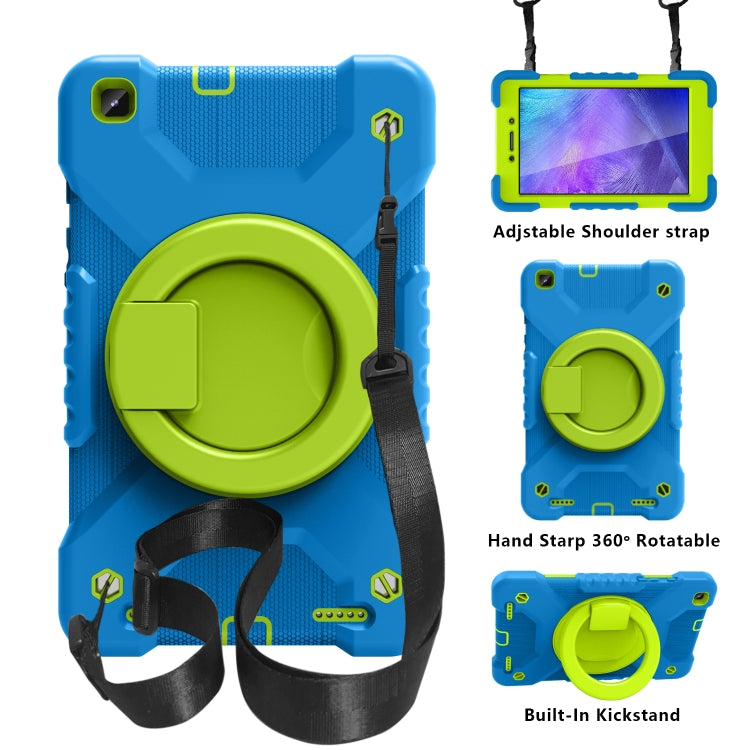 For Samsugn Galaxy Tab A 8.0 (2019) T290/T295 PC + Silicone Shockproof Combination Case with 360 Degree Rotating Holder & Handle & Shoulder Strap
