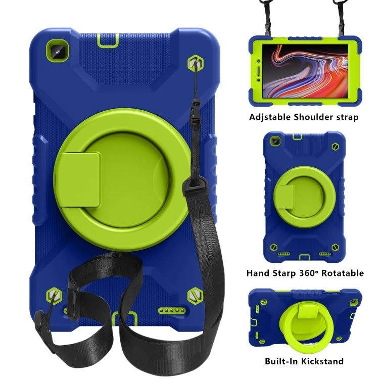 For Samsugn Galaxy Tab A 8.0 (2019) T290/T295 PC + Silicone Shockproof Combination Case with 360 Degree Rotating Holder & Handle & Shoulder Strap