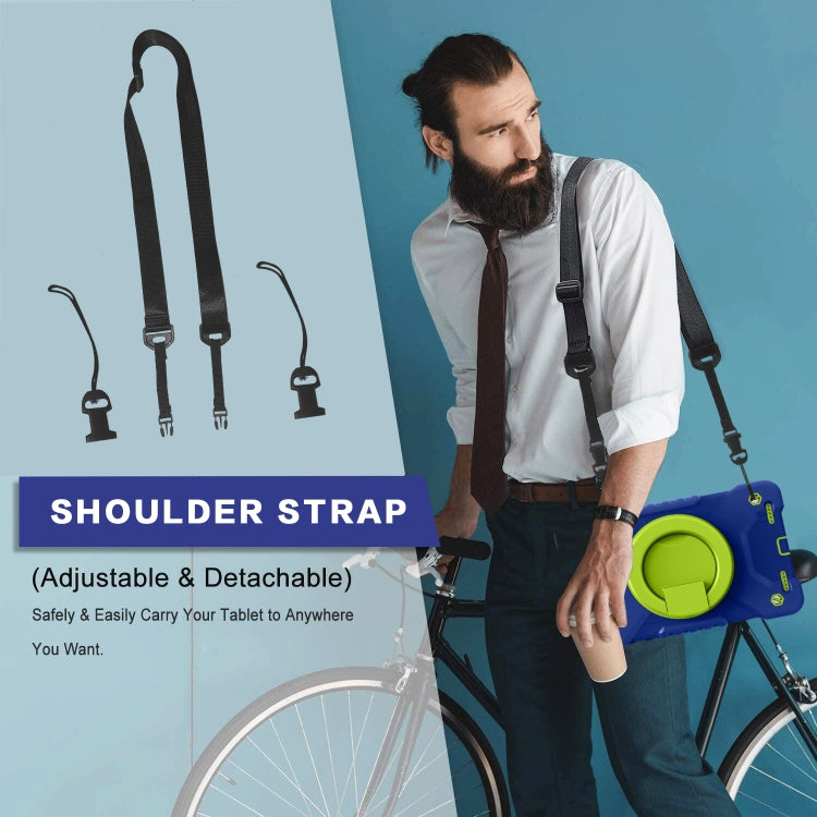 For Samsugn Galaxy Tab A 8.0 (2019) T290/T295 PC + Silicone Shockproof Combination Case with 360 Degree Rotating Holder & Handle & Shoulder Strap
