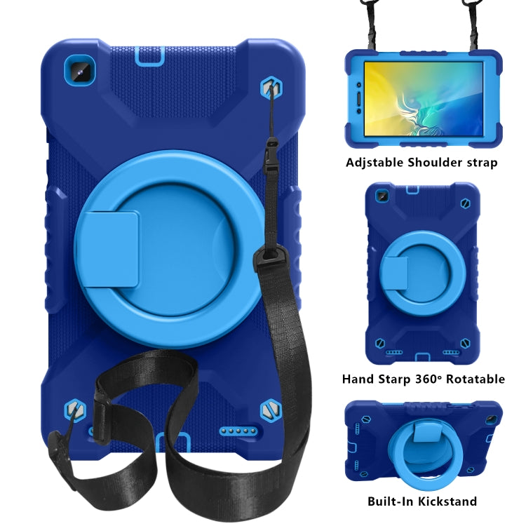 For Samsugn Galaxy Tab A 8.0 (2019) T290/T295 PC + Silicone Shockproof Combination Case with 360 Degree Rotating Holder & Handle & Shoulder Strap