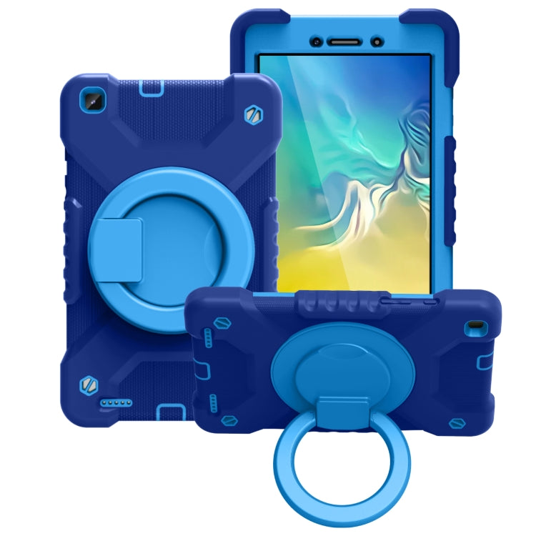 For Samsugn Galaxy Tab A 8.0 (2019) T290/T295 PC + Silicone Shockproof Combination Case with 360 Degree Rotating Holder & Handle & Shoulder Strap