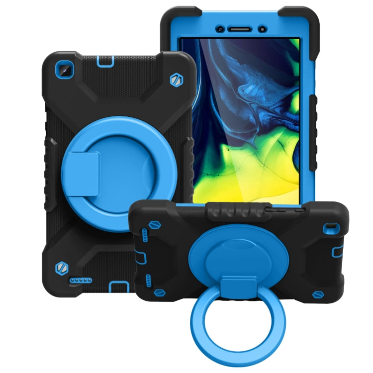 For Samsugn Galaxy Tab A 8.0 (2019) T290/T295 PC + Silicone Shockproof Combination Case with 360 Degree Rotating Holder & Handle & Shoulder Strap