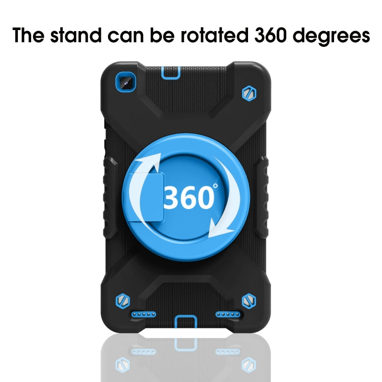For Samsugn Galaxy Tab A 8.0 (2019) T290/T295 PC + Silicone Shockproof Combination Case with 360 Degree Rotating Holder & Handle & Shoulder Strap