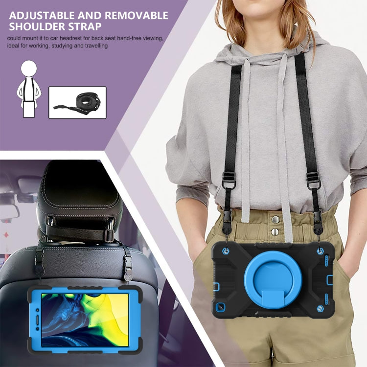 For Samsugn Galaxy Tab A 8.0 (2019) T290/T295 PC + Silicone Shockproof Combination Case with 360 Degree Rotating Holder & Handle & Shoulder Strap