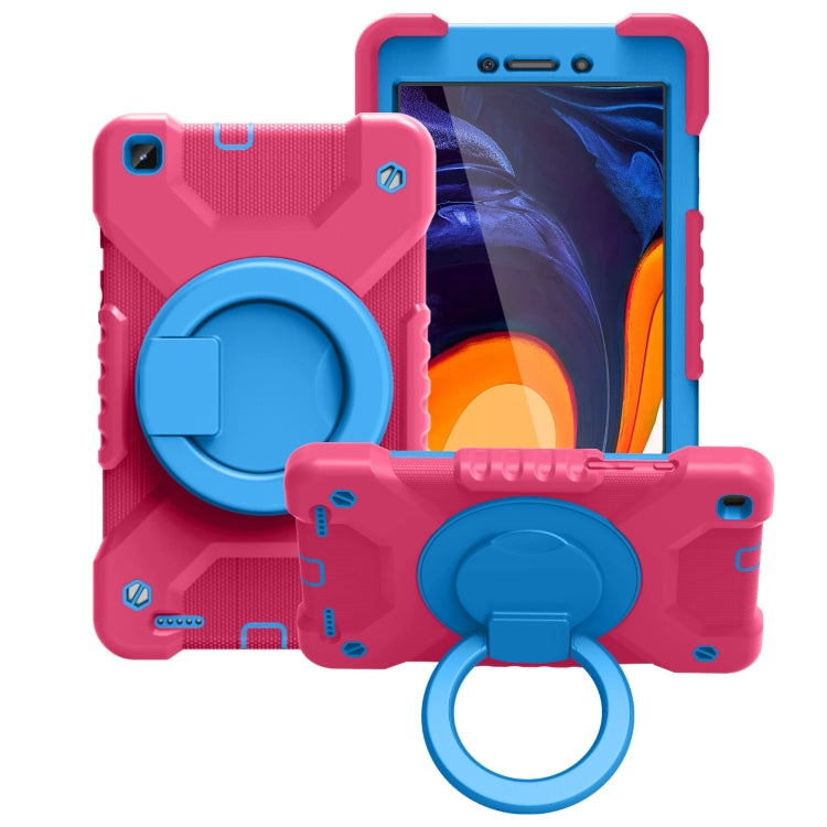 For Samsugn Galaxy Tab A 8.0 (2019) T290/T295 PC + Silicone Shockproof Combination Case with 360 Degree Rotating Holder & Handle & Shoulder Strap