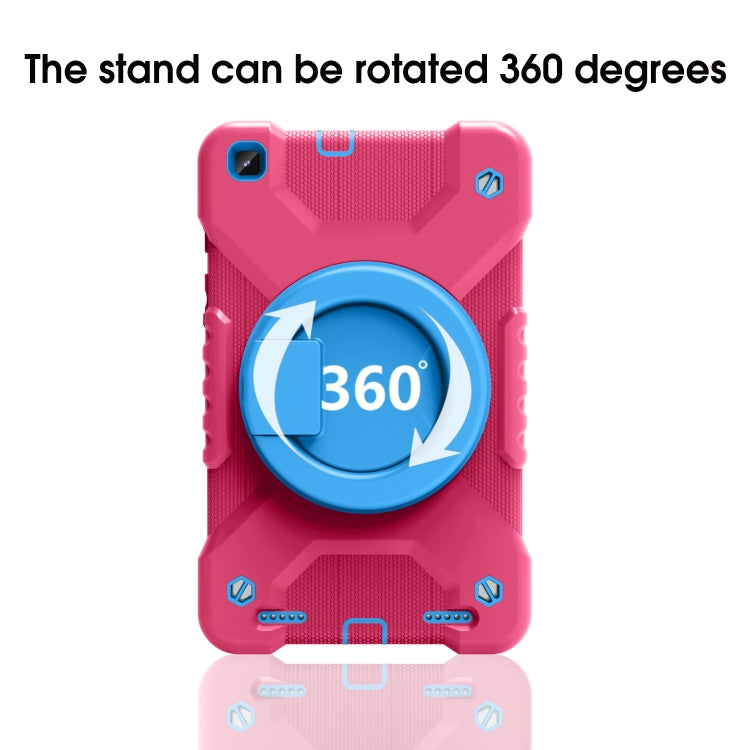 For Samsugn Galaxy Tab A 8.0 (2019) T290/T295 PC + Silicone Shockproof Combination Case with 360 Degree Rotating Holder & Handle & Shoulder Strap