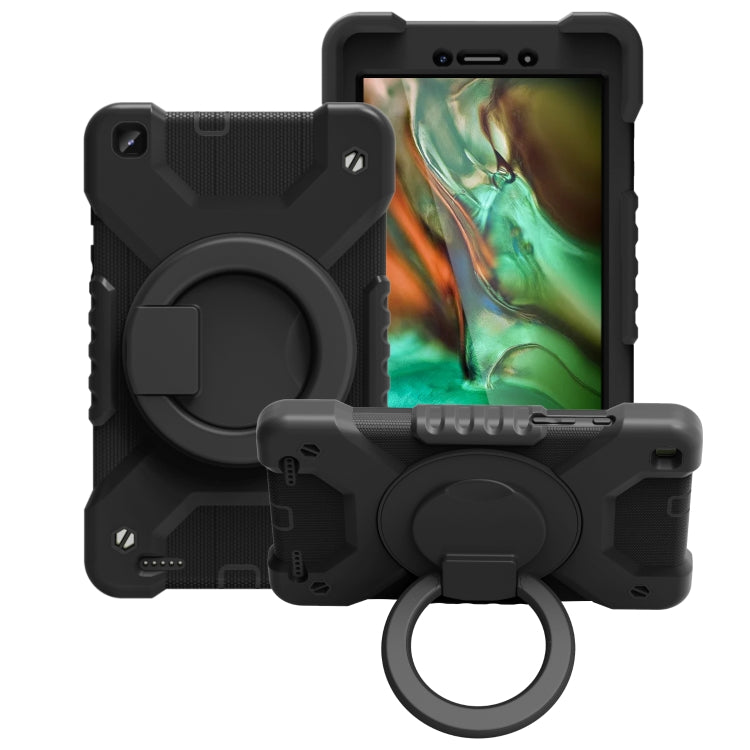 For Samsugn Galaxy Tab A 8.0 (2019) T290/T295 PC + Silicone Shockproof Combination Case with 360 Degree Rotating Holder & Handle & Shoulder Strap