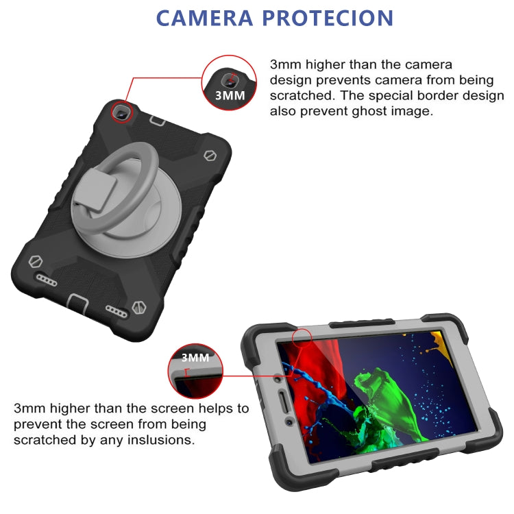 For Samsugn Galaxy Tab A 8.0 (2019) T290/T295 PC + Silicone Shockproof Combination Case with 360 Degree Rotating Holder & Handle & Shoulder Strap