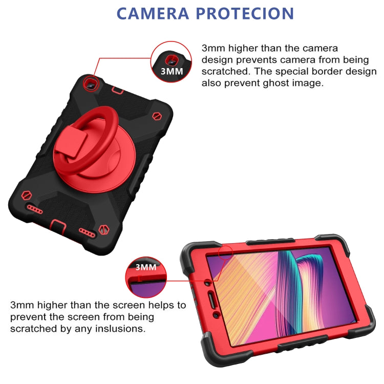 For Samsugn Galaxy Tab A 8.0 (2019) T290/T295 PC + Silicone Shockproof Combination Case with 360 Degree Rotating Holder & Handle & Shoulder Strap