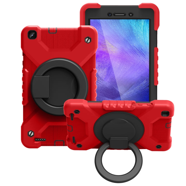 For Samsugn Galaxy Tab A 8.0 (2019) T290/T295 PC + Silicone Shockproof Combination Case with 360 Degree Rotating Holder & Handle & Shoulder Strap