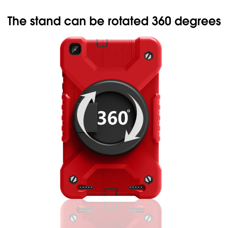 For Samsugn Galaxy Tab A 8.0 (2019) T290/T295 PC + Silicone Shockproof Combination Case with 360 Degree Rotating Holder & Handle & Shoulder Strap