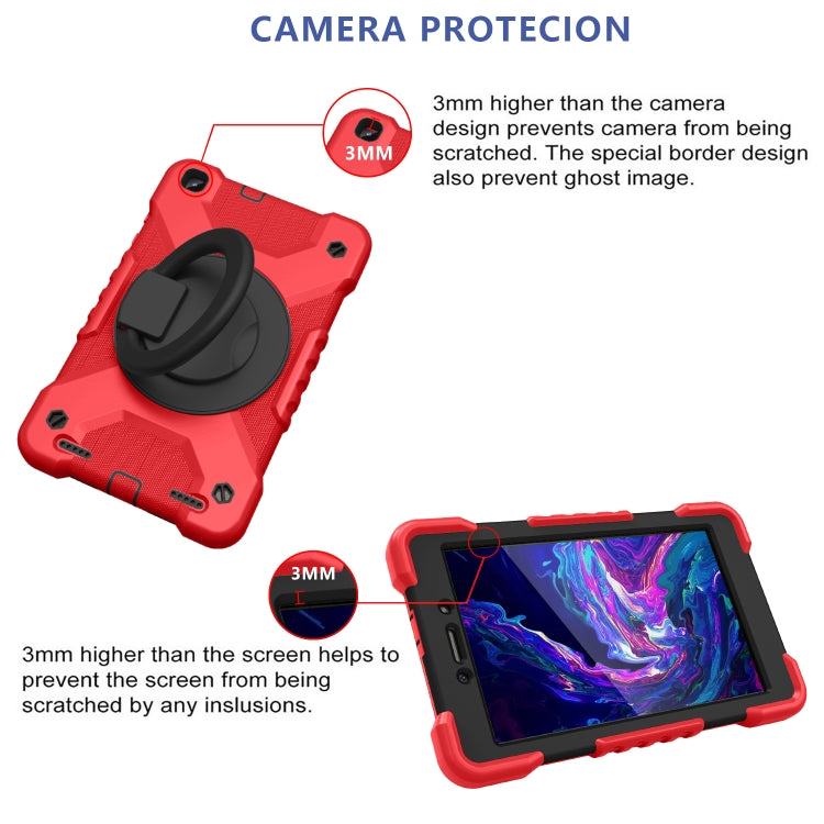 For Samsugn Galaxy Tab A 8.0 (2019) T290/T295 PC + Silicone Shockproof Combination Case with 360 Degree Rotating Holder & Handle & Shoulder Strap