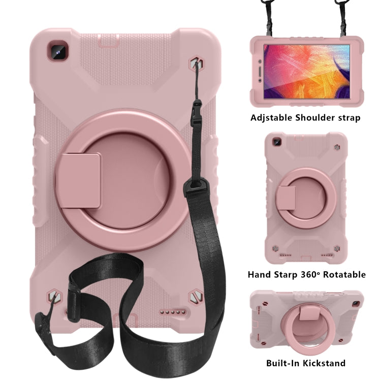 For Samsugn Galaxy Tab A 8.0 (2019) T290/T295 PC + Silicone Shockproof Combination Case with 360 Degree Rotating Holder & Handle & Shoulder Strap