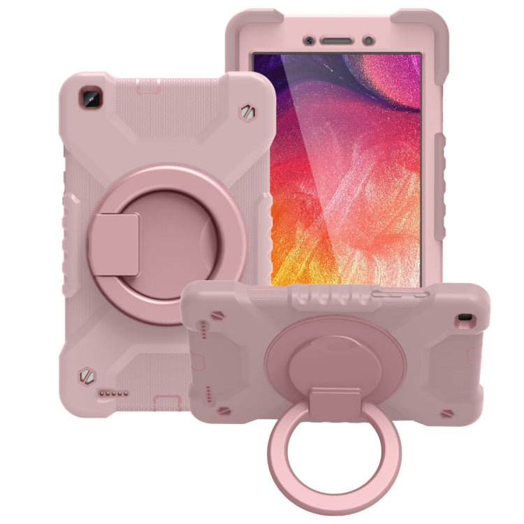 For Samsugn Galaxy Tab A 8.0 (2019) T290/T295 PC + Silicone Shockproof Combination Case with 360 Degree Rotating Holder & Handle & Shoulder Strap